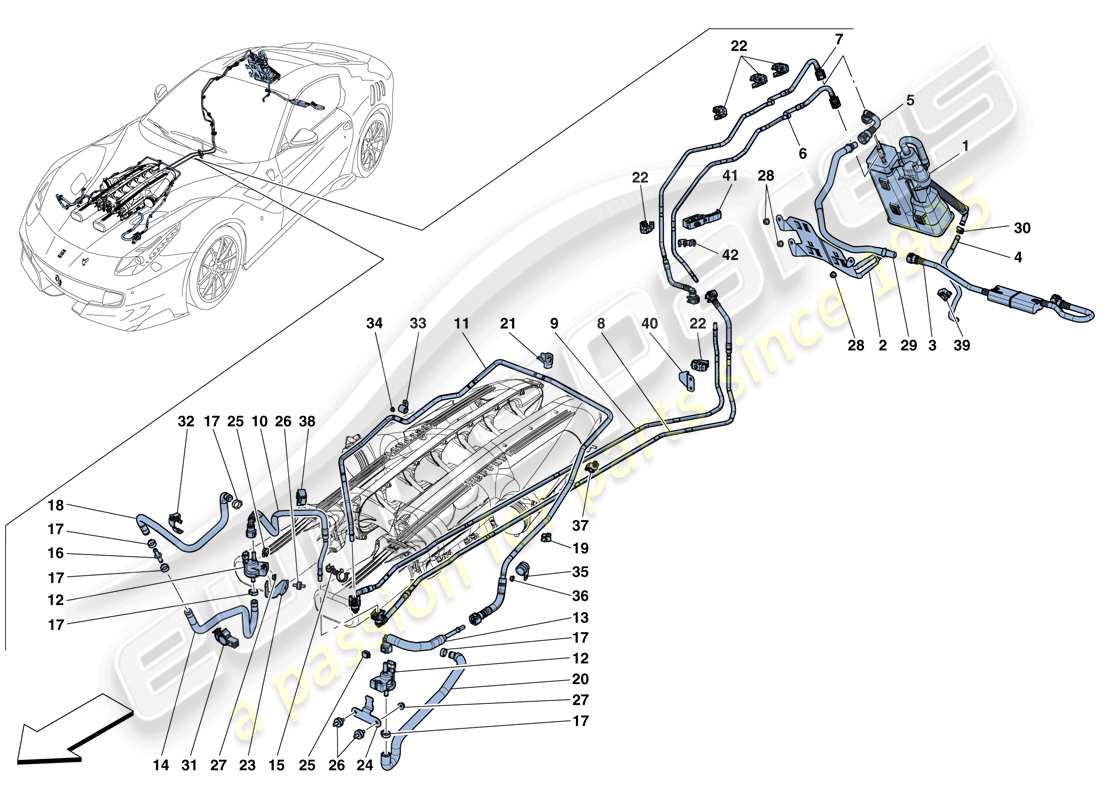 Ferrari F12 TDF (RHD) evaporative emissions control system Part Diagram