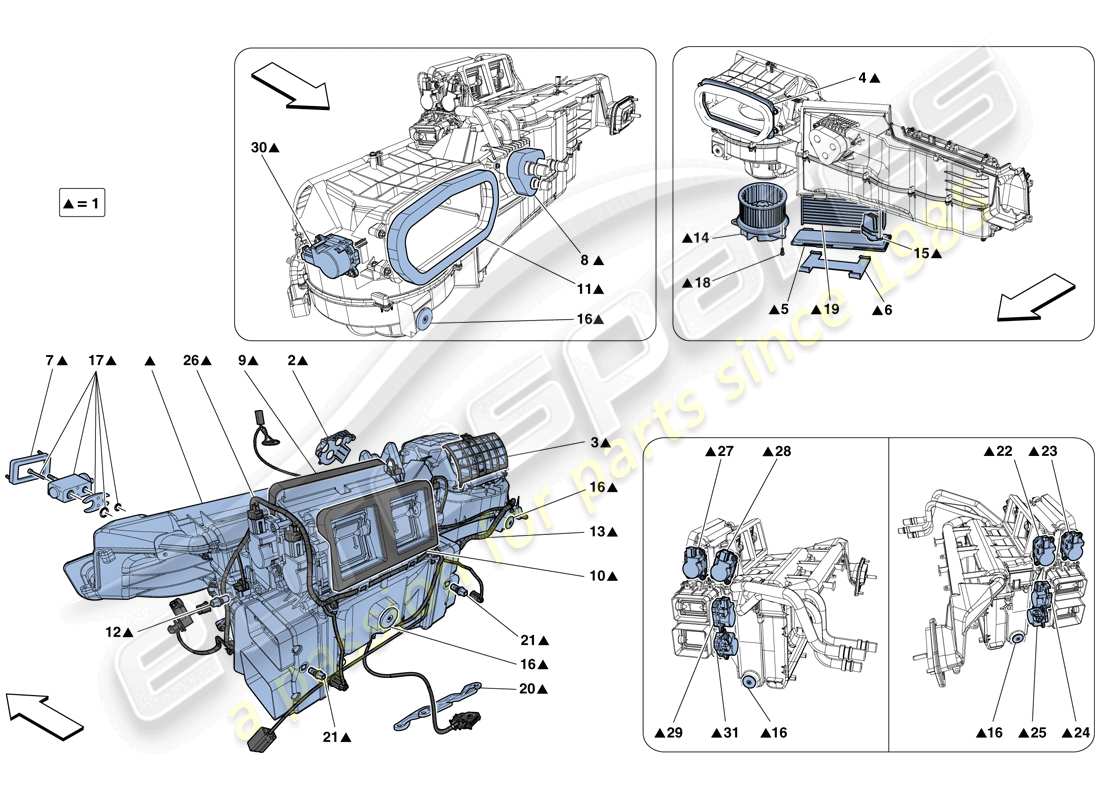 Ferrari F12 TDF (RHD) EVAPORATOR UNIT Part Diagram