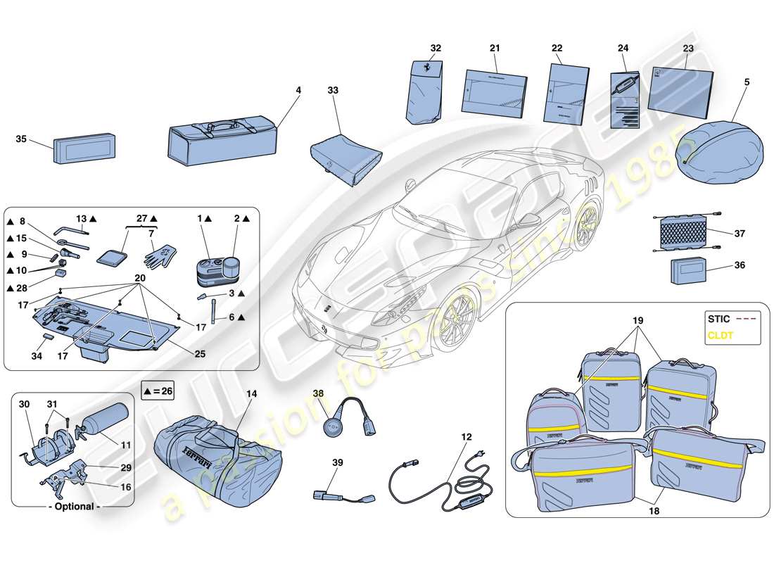 Ferrari F12 TDF (RHD) TOOLS AND ACCESSORIES PROVIDED WITH VEHICLE Part Diagram