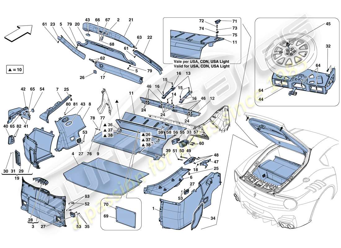 Ferrari F12 TDF (RHD) LUGGAGE COMPARTMENT MATS Part Diagram