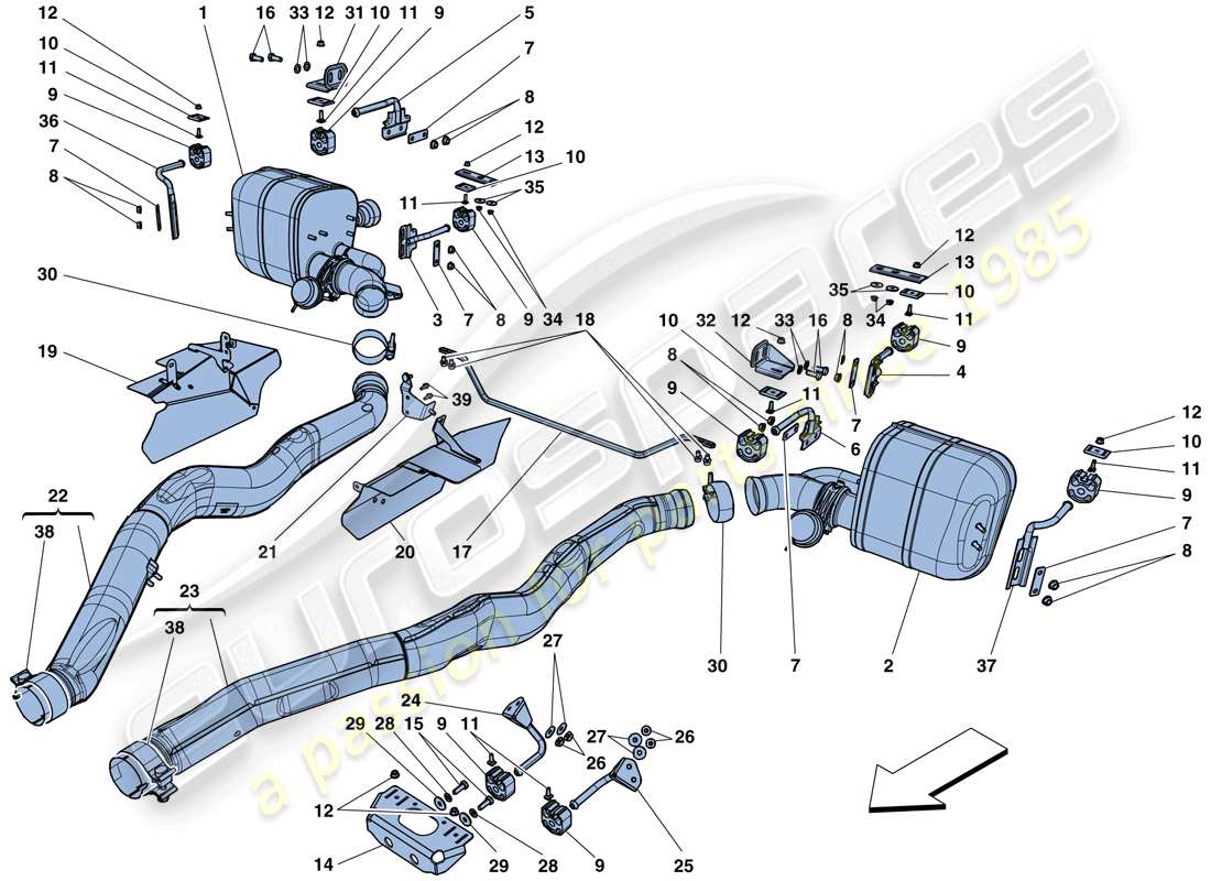 Ferrari F12 TDF (USA) silencers Part Diagram