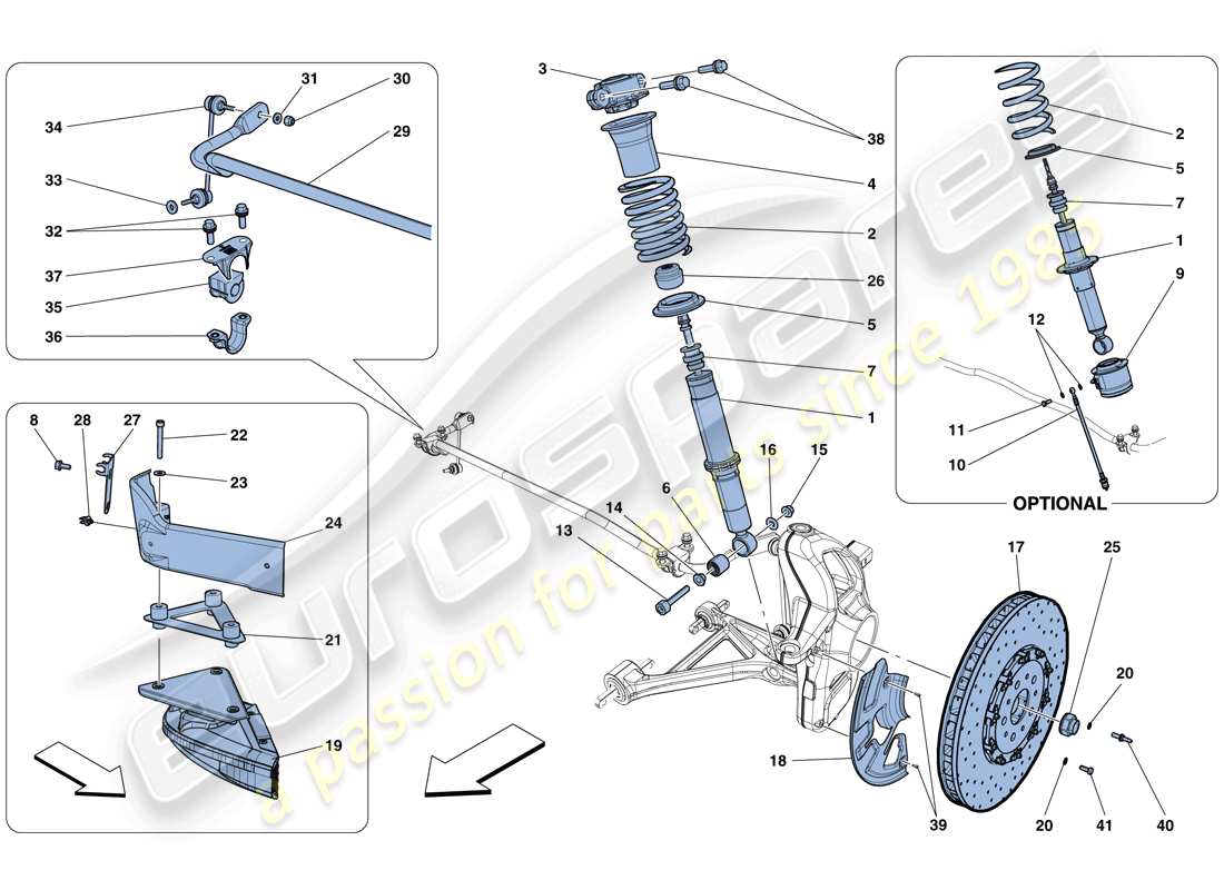 Ferrari F12 TDF (USA) Front Suspension - Shock Absorber and Brake Disc Part Diagram