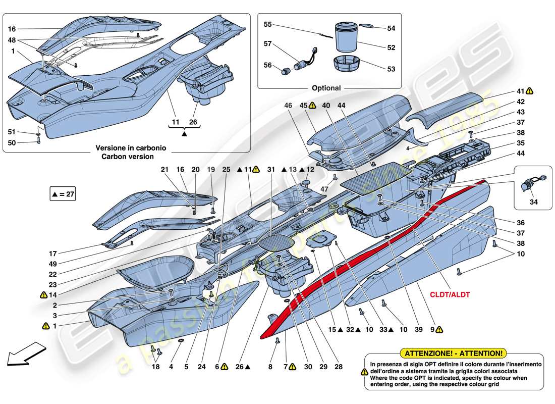 Ferrari 812 Superfast (Europe) TUNNEL - SUBSTRUCTURE AND ACCESSORIES Part Diagram