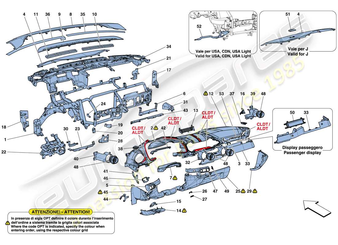 Ferrari 812 Superfast (Europe) DASHBOARD Part Diagram