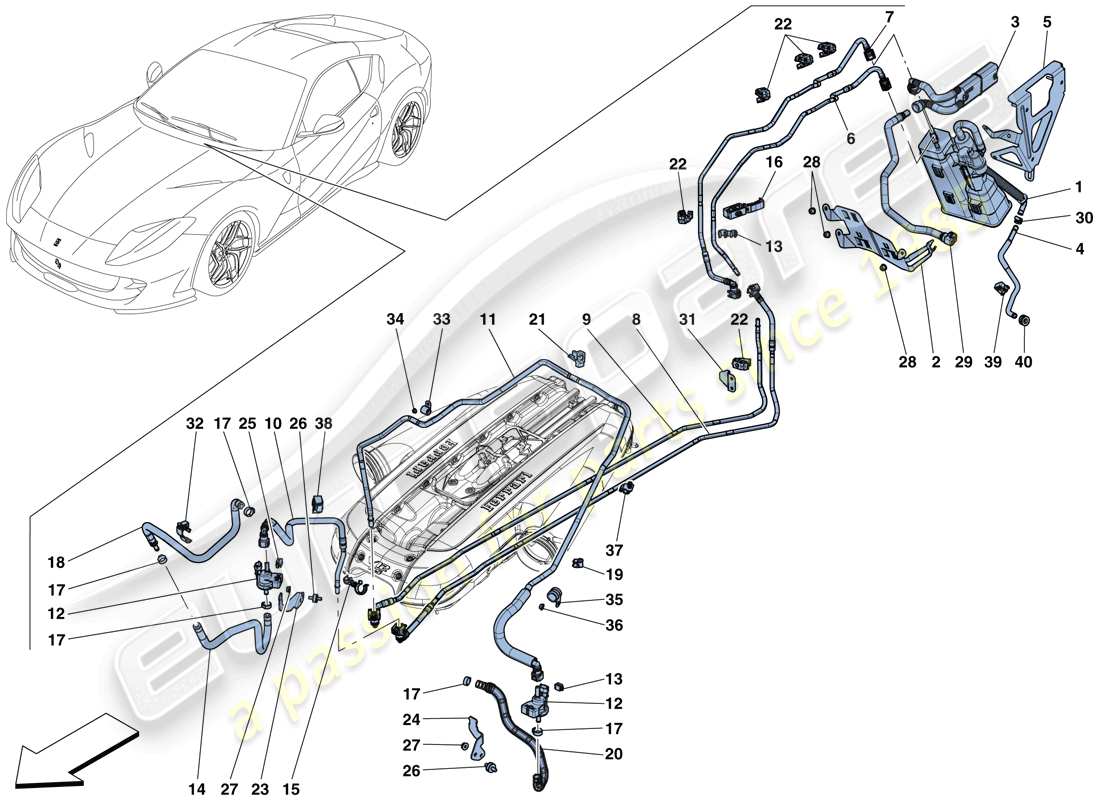 Ferrari 812 Superfast (RHD) evaporative emissions control system Part Diagram