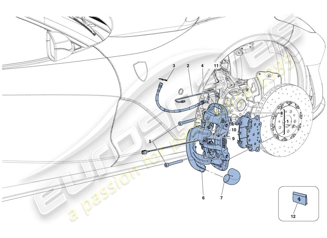 Ferrari 812 Superfast (RHD) FRONT BRAKE CALLIPERS Part Diagram