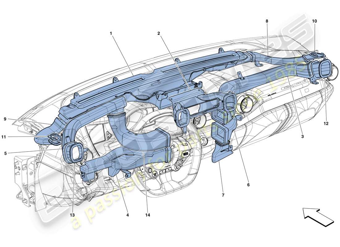 Ferrari 812 Superfast (RHD) DASHBOARD AIR DUCTS Part Diagram