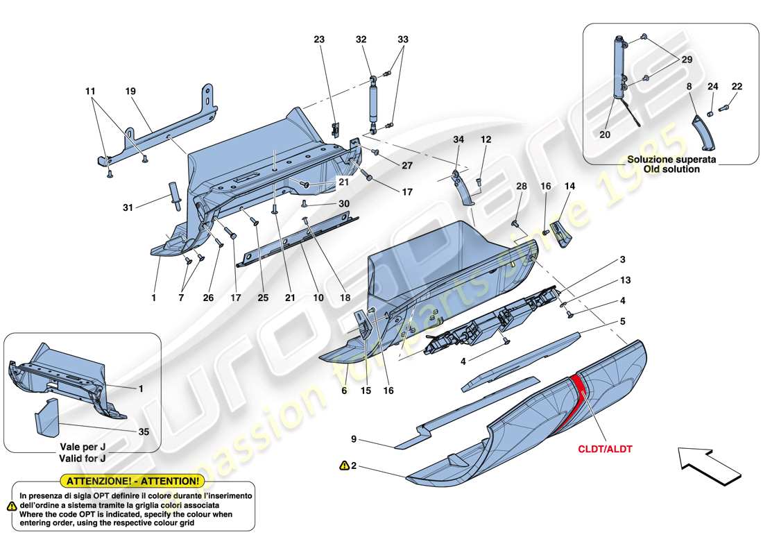 Ferrari 812 Superfast (RHD) GLOVE COMPARTMENT Part Diagram