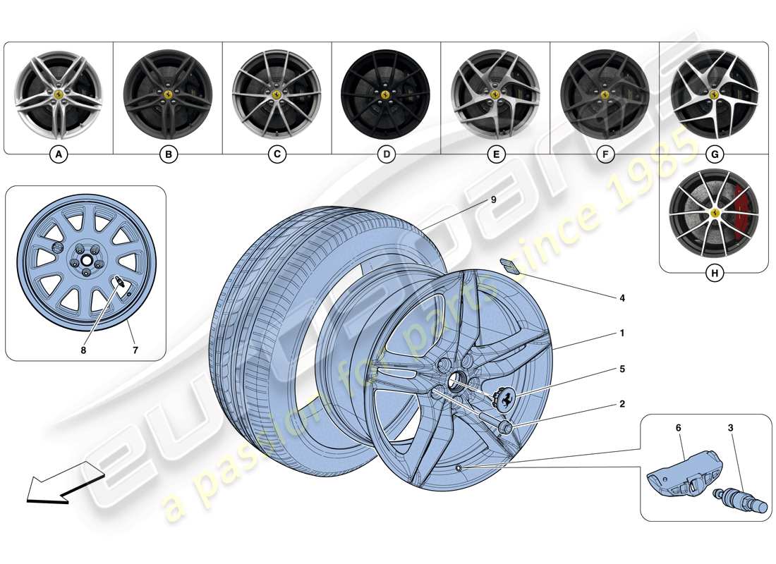 Ferrari 812 Superfast (USA) Wheels Part Diagram
