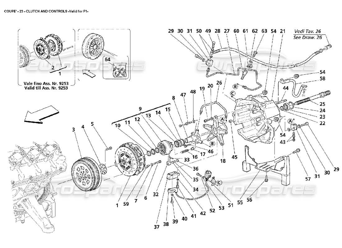 Maserati 4200 Coupe (2002) Clutch and Controls -Valid for F1 Part Diagram