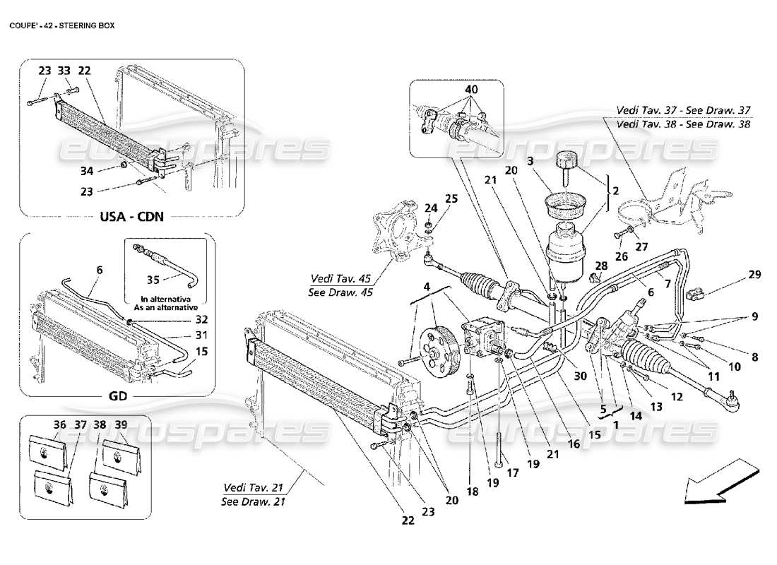 Maserati 4200 Coupe (2002) Steering box Part Diagram