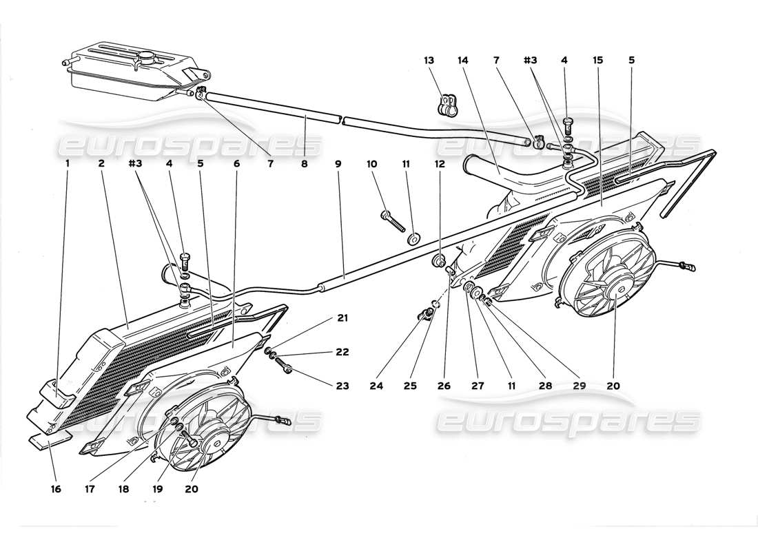 Lamborghini Diablo GT (1999) Radiators and Electro-Fans Part Diagram