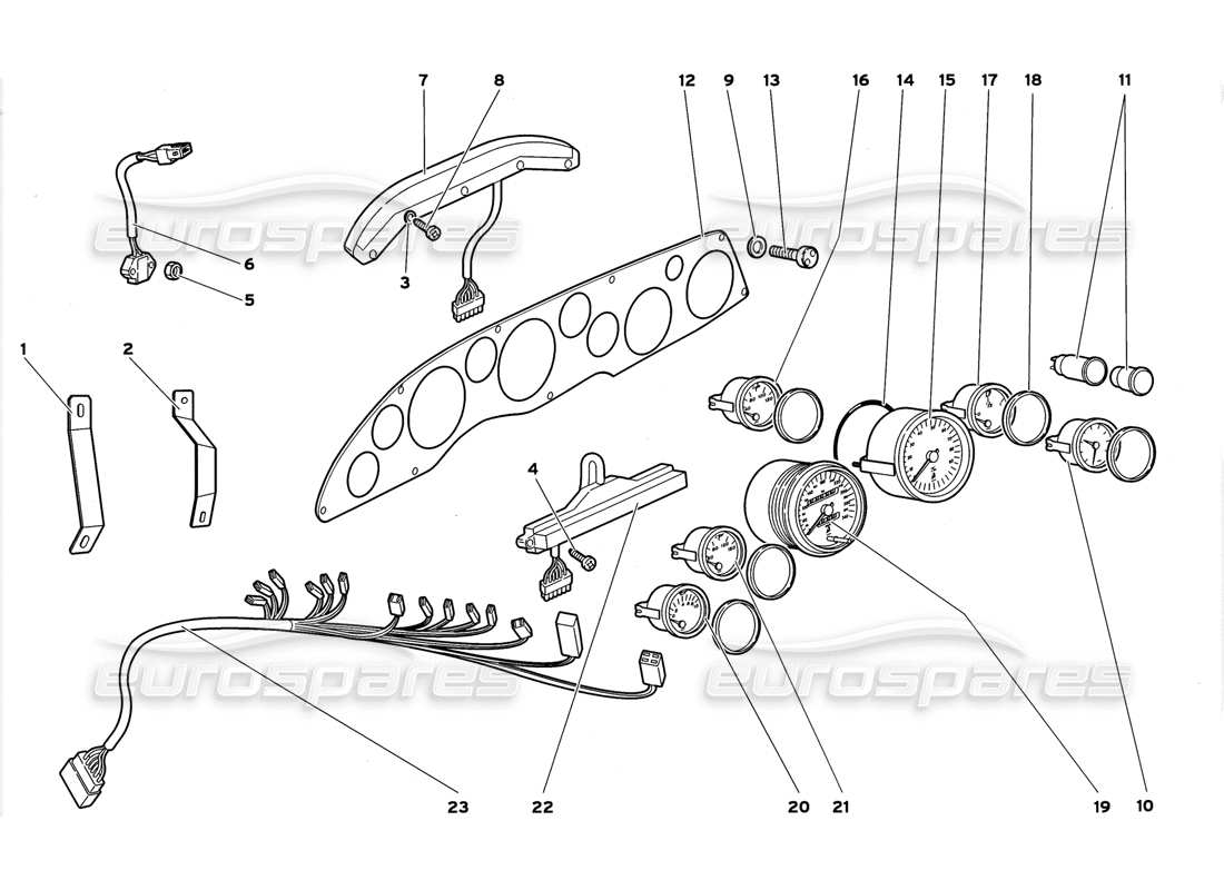 Lamborghini Diablo GT (1999) dashboard instruments Part Diagram