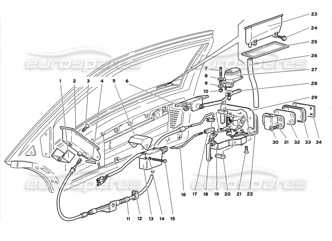 Lamborghini Diablo GT (1999) Door Mechanism Part Diagram