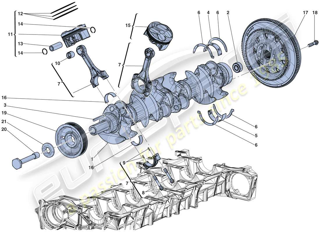 Ferrari LaFerrari Aperta (Europe) crankshaft - connecting rods and pistons Part Diagram