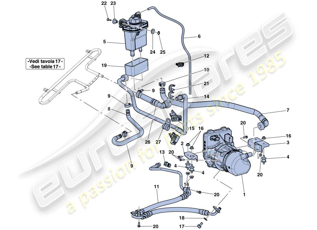 Ferrari LaFerrari Aperta (Europe) POWER STEERING PUMP AND RESERVOIR Part Diagram