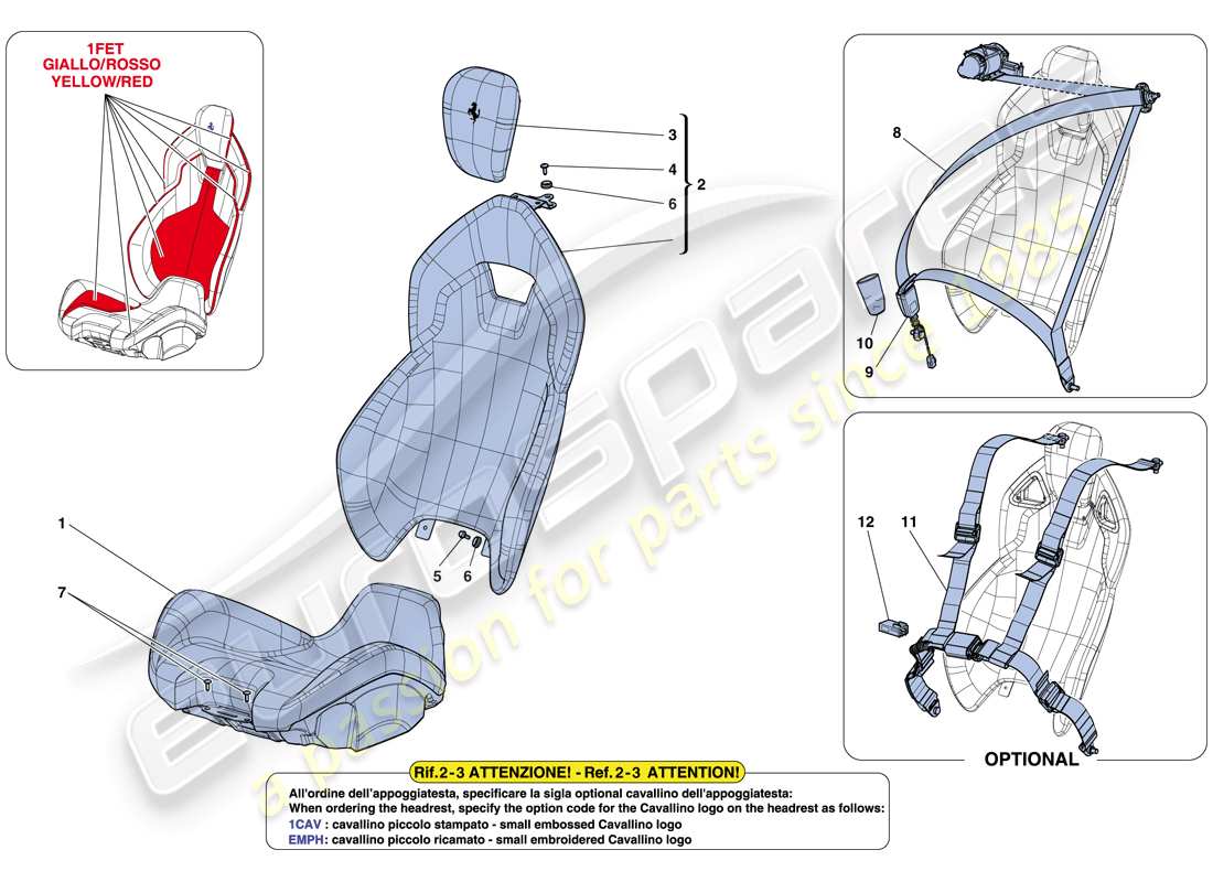Ferrari LaFerrari Aperta (Europe) SEATS AND SEAT BELTS Part Diagram