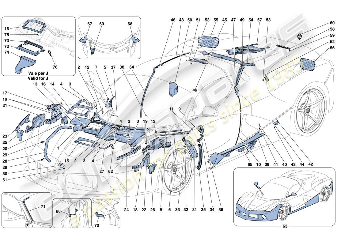 Ferrari LaFerrari Aperta (Europe) SHIELDS AND TRIM Part Diagram