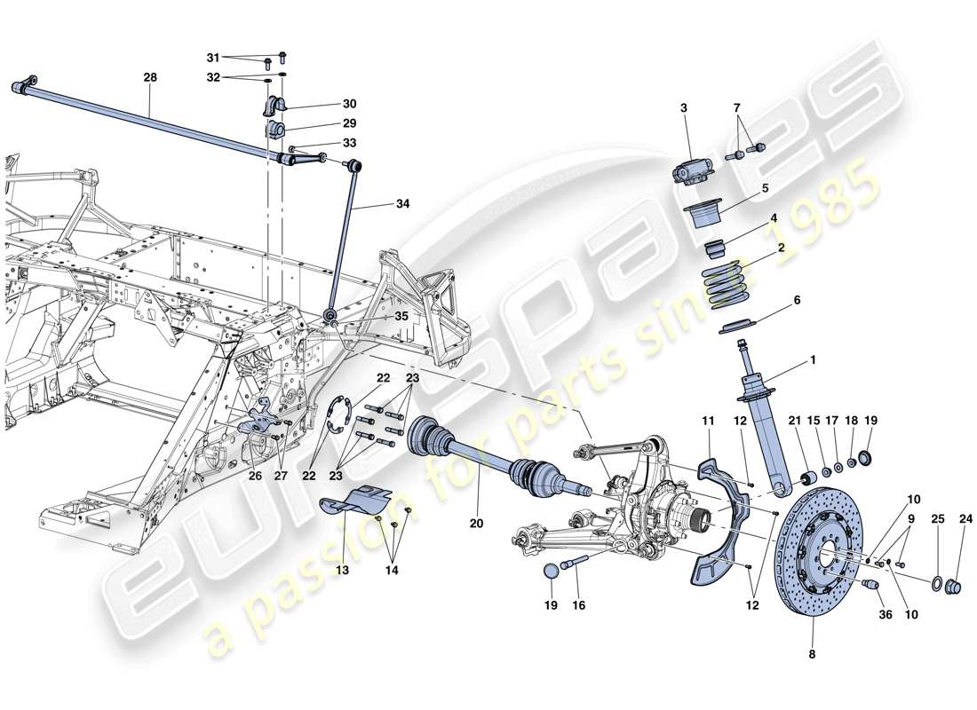 Ferrari LaFerrari Aperta (USA) Rear Suspension - Shock Absorber and Brake Disc Part Diagram