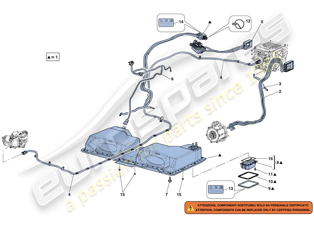 Ferrari LaFerrari Aperta (USA) HV BATTERY AND WIRING HARNESSES Part Diagram