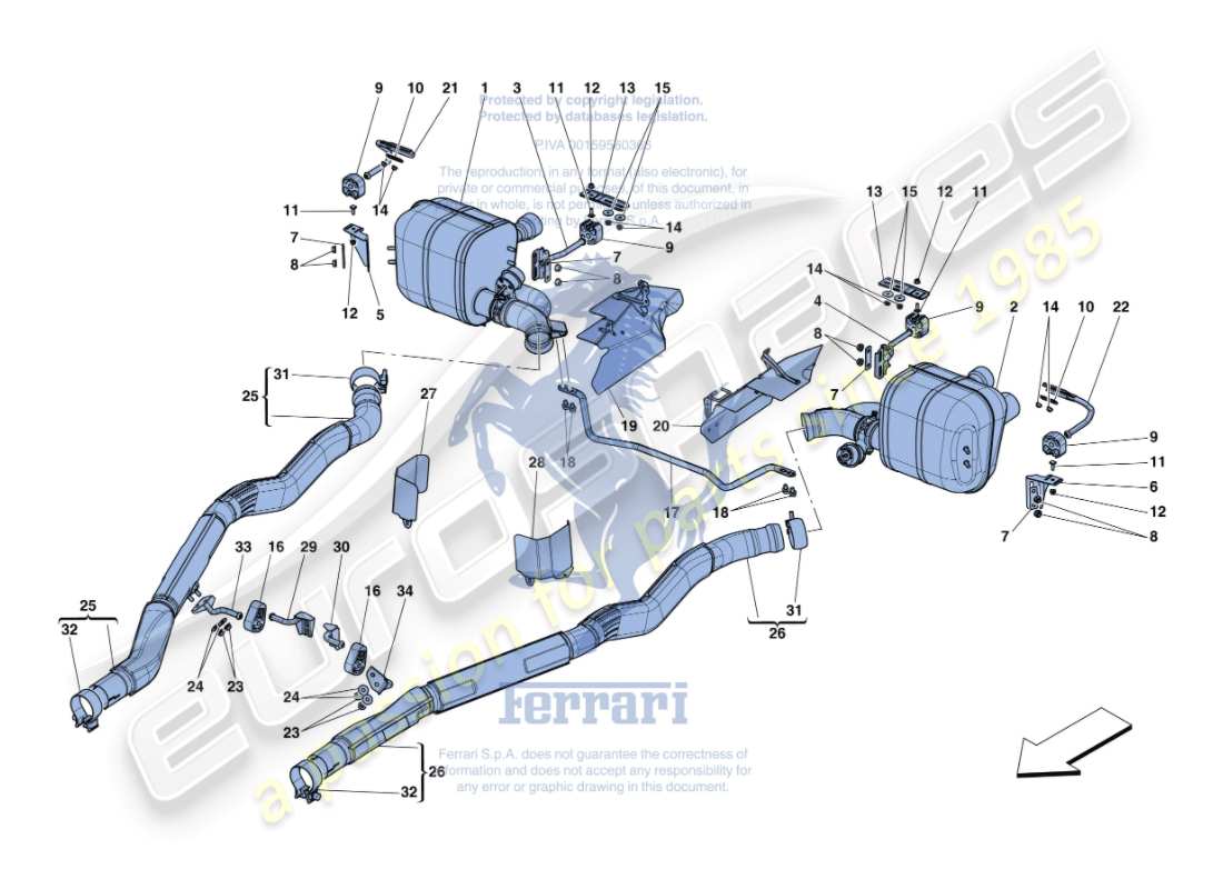 Ferrari GTC4 Lusso (Europe) silencers Parts Diagram