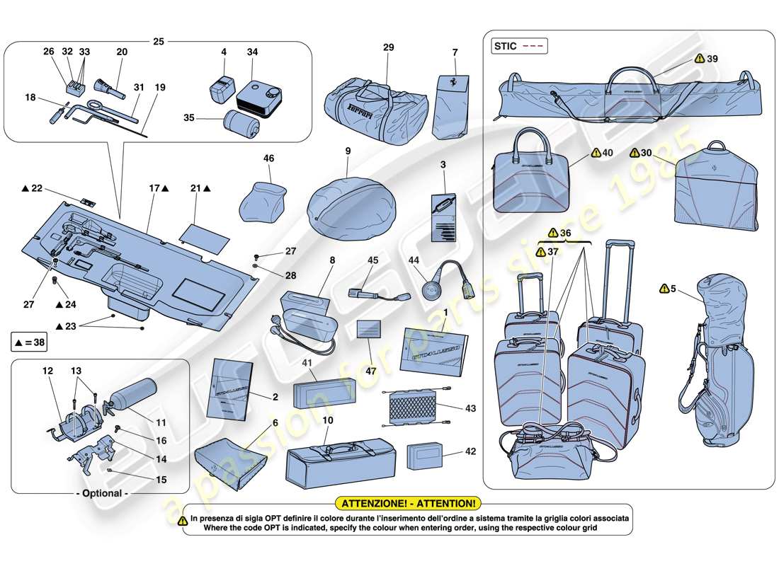 Ferrari GTC4 Lusso (Europe) TOOLS AND ACCESSORIES PROVIDED WITH VEHICLE Part Diagram