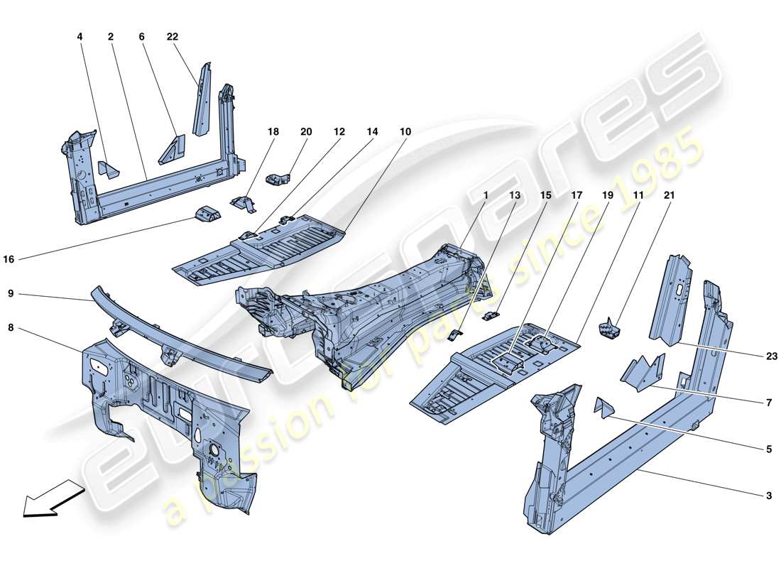 Ferrari GTC4 Lusso (Europe) STRUCTURES AND ELEMENTS, CENTRE OF VEHICLE Part Diagram