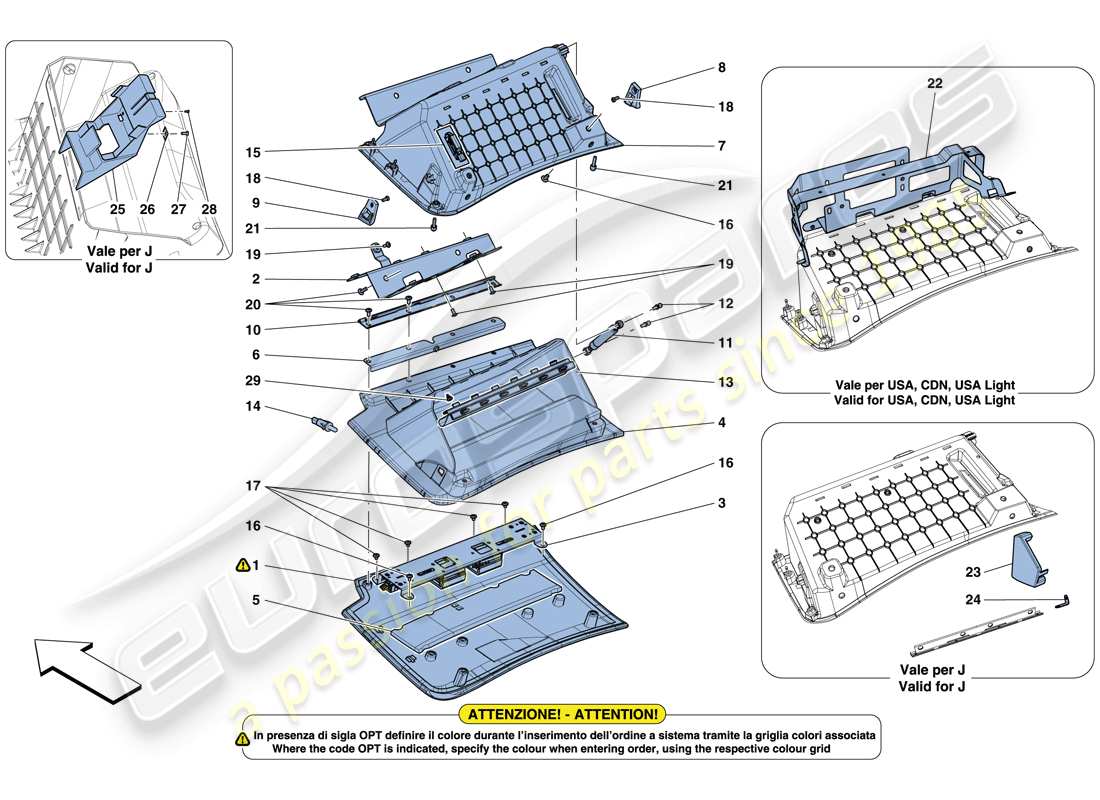 Ferrari GTC4 Lusso (Europe) GLOVE COMPARTMENT Part Diagram