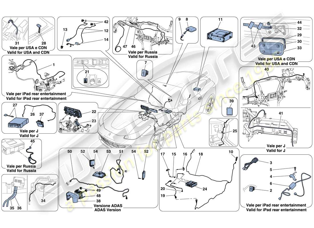 Ferrari GTC4 Lusso (Europe) INFOTAINMENT SYSTEM Part Diagram