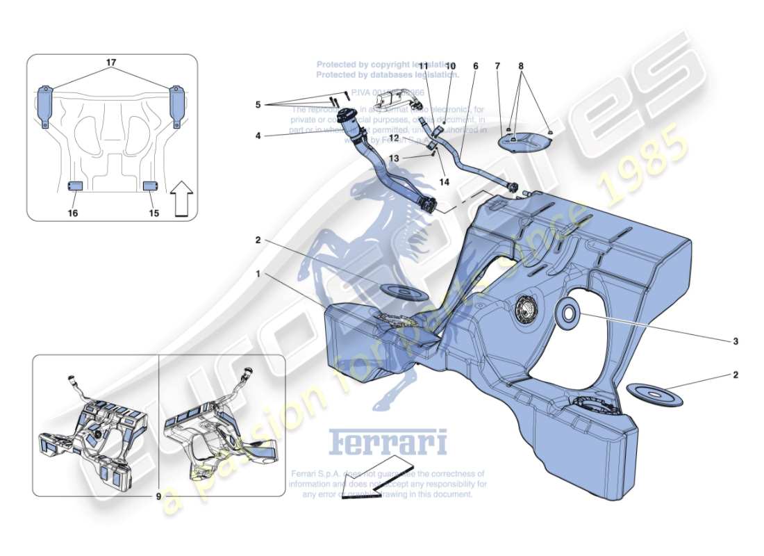Ferrari GTC4 Lusso (RHD) FUEL TANK AND FILLER NECK Parts Diagram