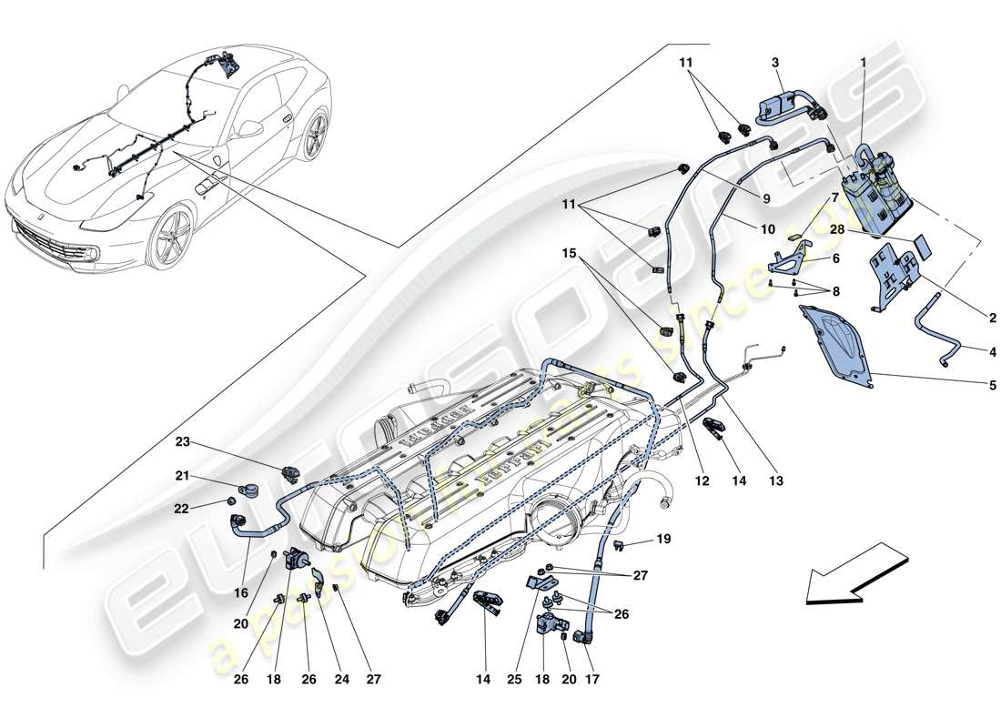 Ferrari GTC4 Lusso (RHD) evaporative emissions control system Parts Diagram