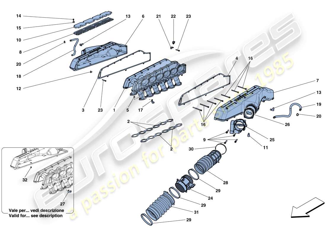 Ferrari GTC4 Lusso (RHD) INTAKE MANIFOLD Part Diagram