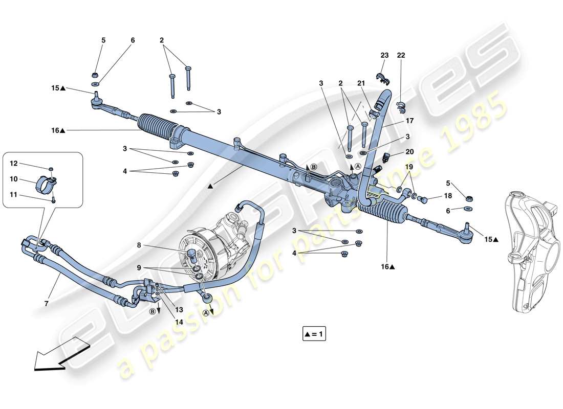 Ferrari GTC4 Lusso (RHD) HYDRAULIC POWER STEERING BOX Parts Diagram