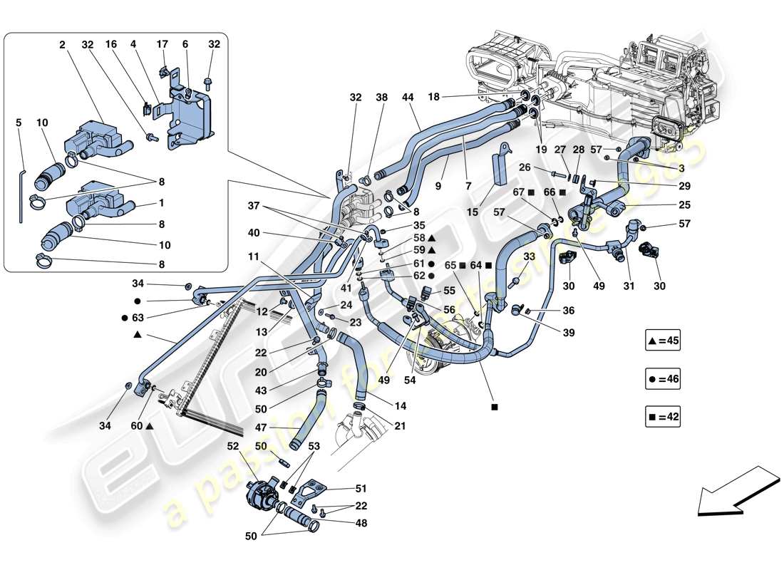 Ferrari GTC4 Lusso (RHD) AC SYSTEM - WATER AND FREON Part Diagram