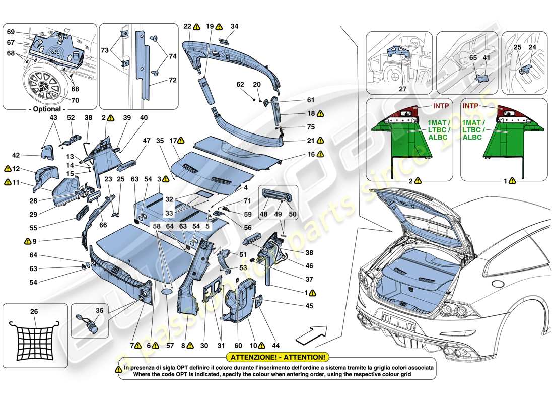 Ferrari GTC4 Lusso (RHD) LUGGAGE COMPARTMENT MATS Parts Diagram