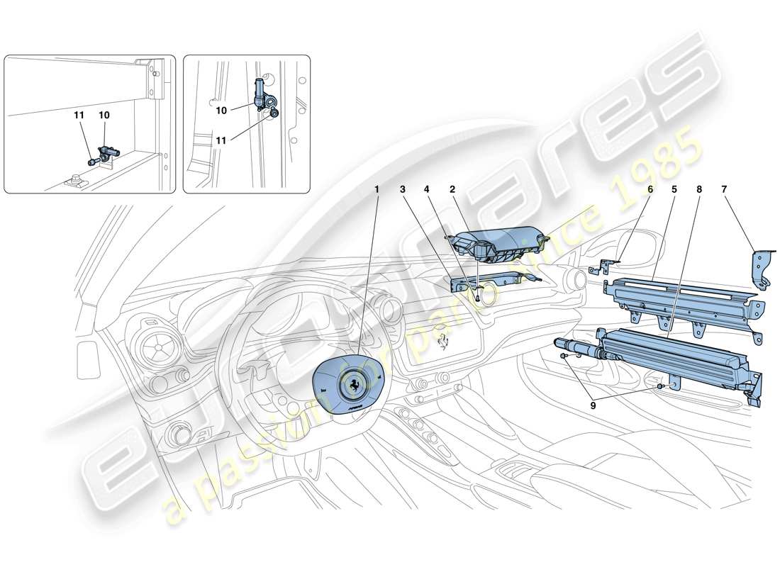 Ferrari GTC4 Lusso (RHD) AIRBAGS Part Diagram