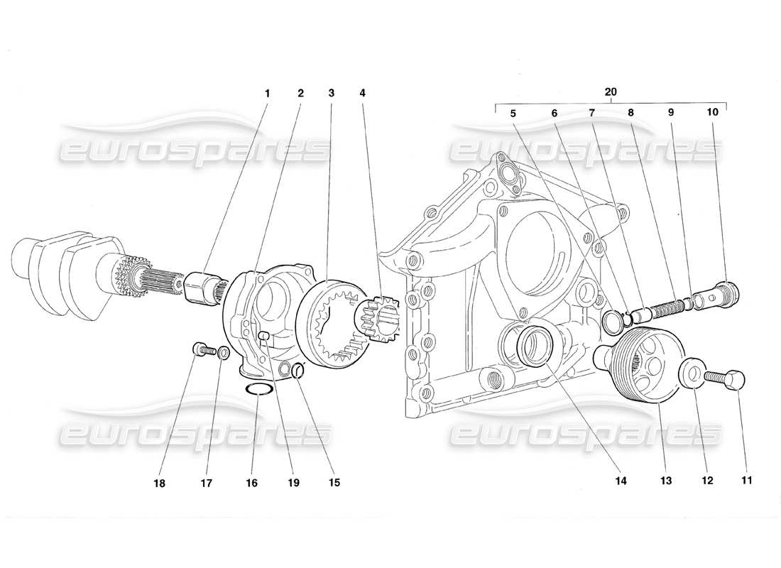 Lamborghini Diablo Roadster (1998) Engine Oil Pump Part Diagram