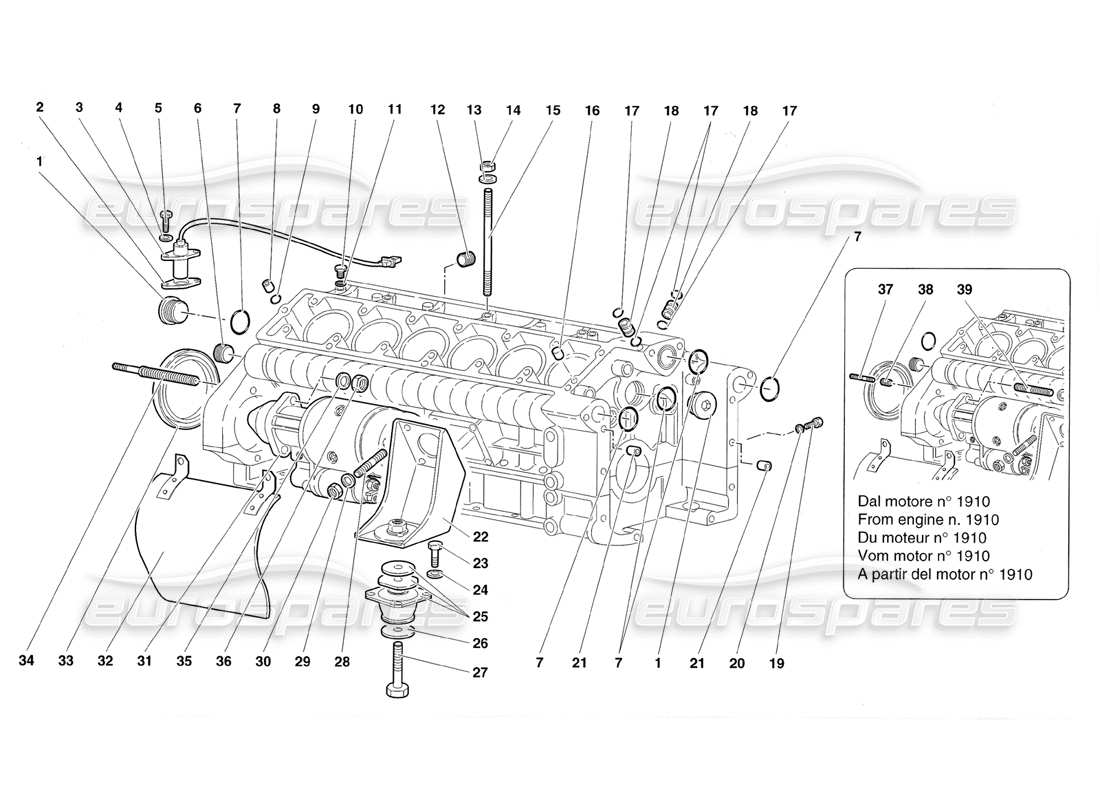 Lamborghini Diablo Roadster (1998) CRANKASE Part Diagram