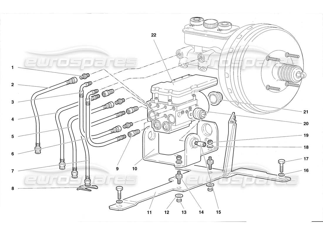 Lamborghini Diablo Roadster (1998) Electrohydraulic ABS ECU Part Diagram