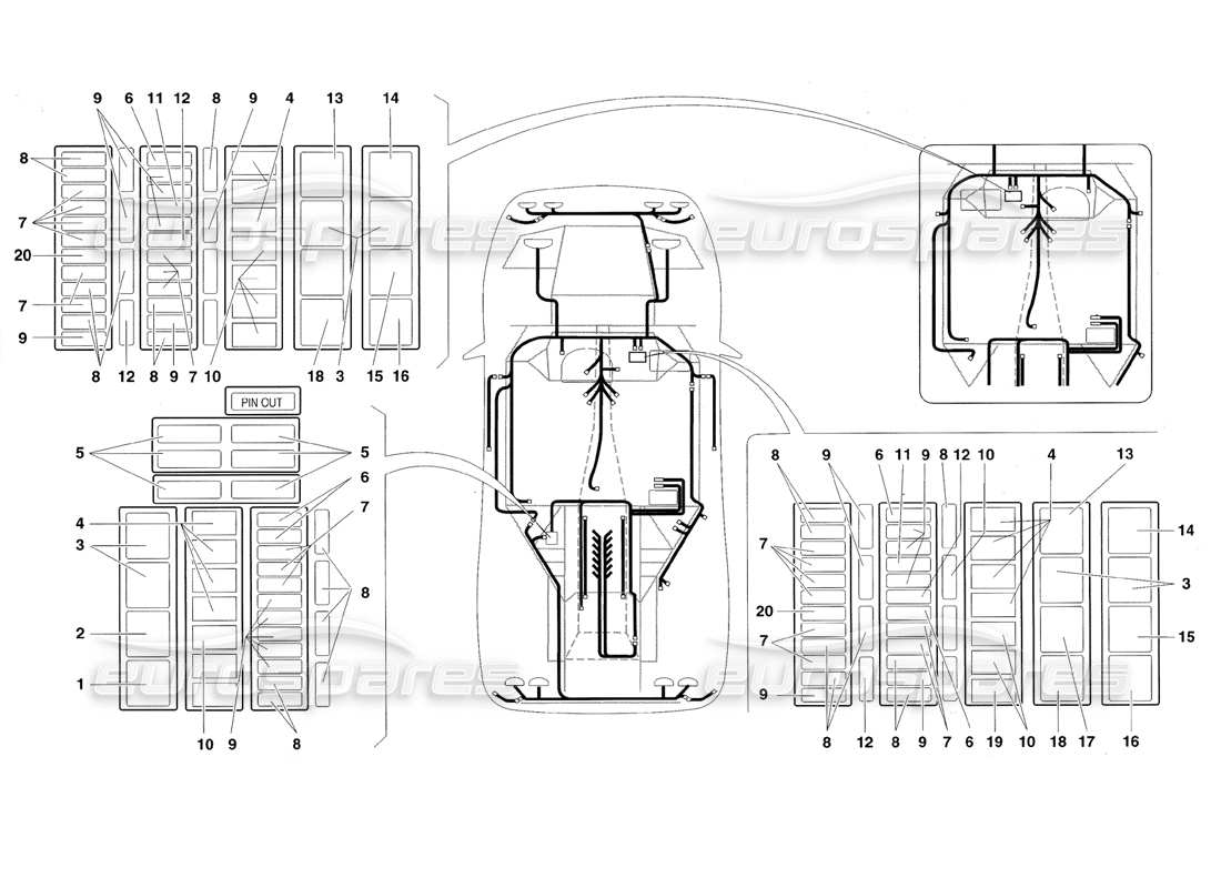 Lamborghini Diablo Roadster (1998) electrical system Part Diagram