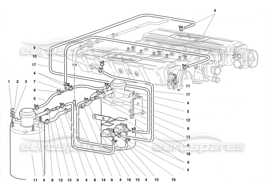 Lamborghini Diablo Roadster (1998) fuel system Part Diagram
