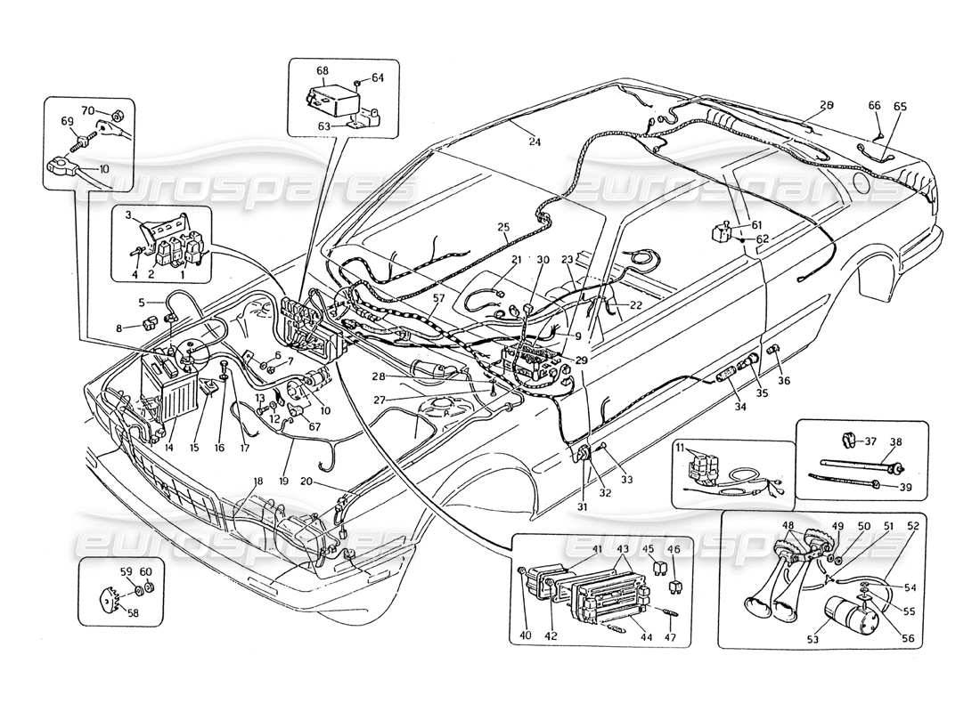 Maserati 2.24v Wiring Harness and Electrical Components Part Diagram