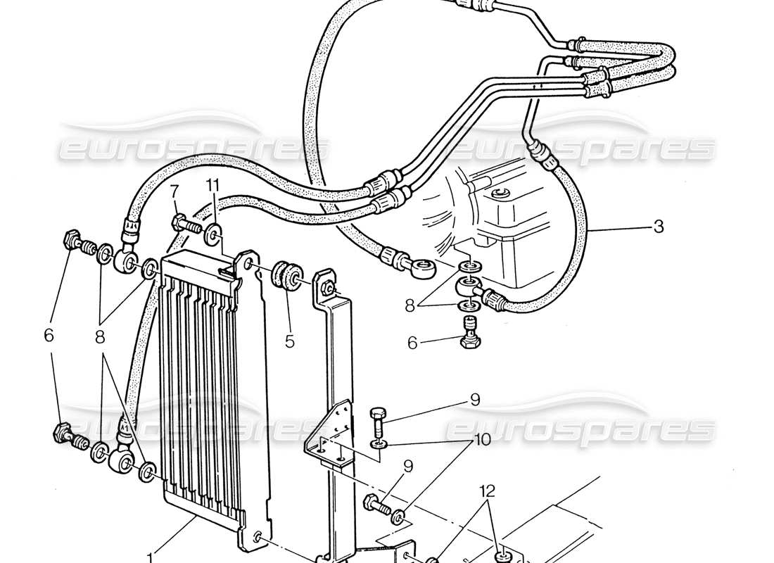 Maserati 222 / 222E Biturbo Radiator for Automatic Transmission (3 HP) Parts Diagram