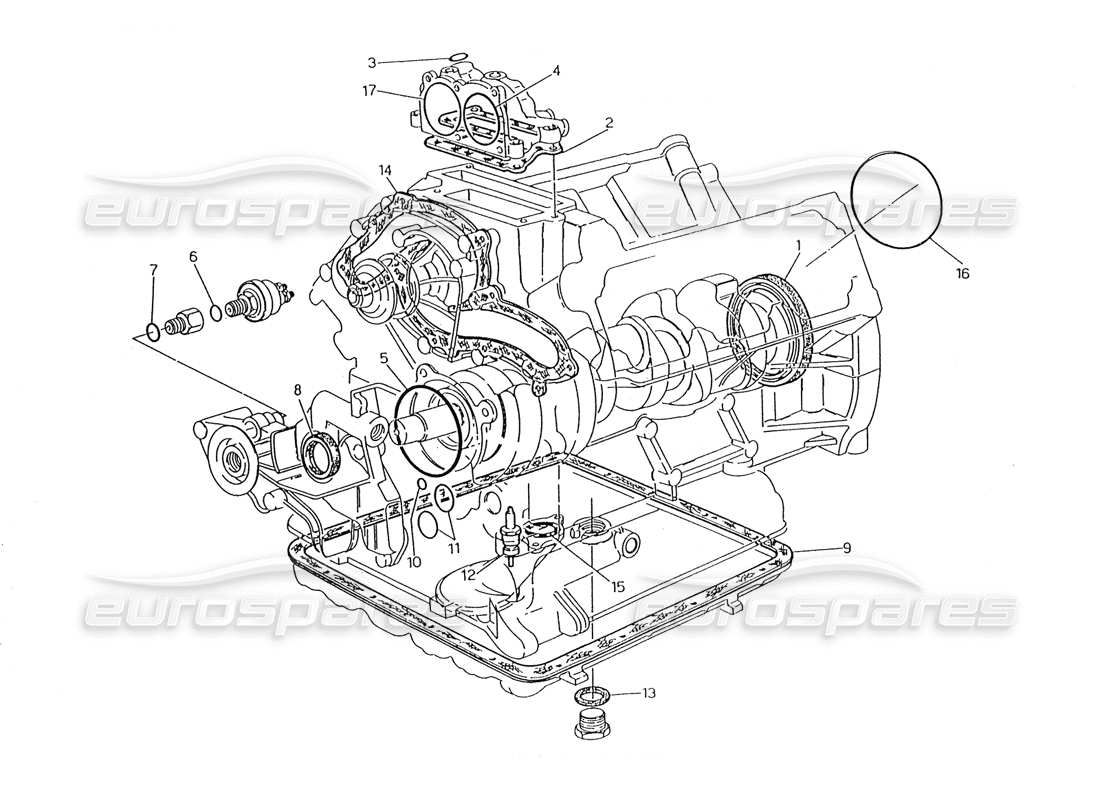 Maserati Karif 2.8 gasket and oil seals for block overhaul Parts Diagram