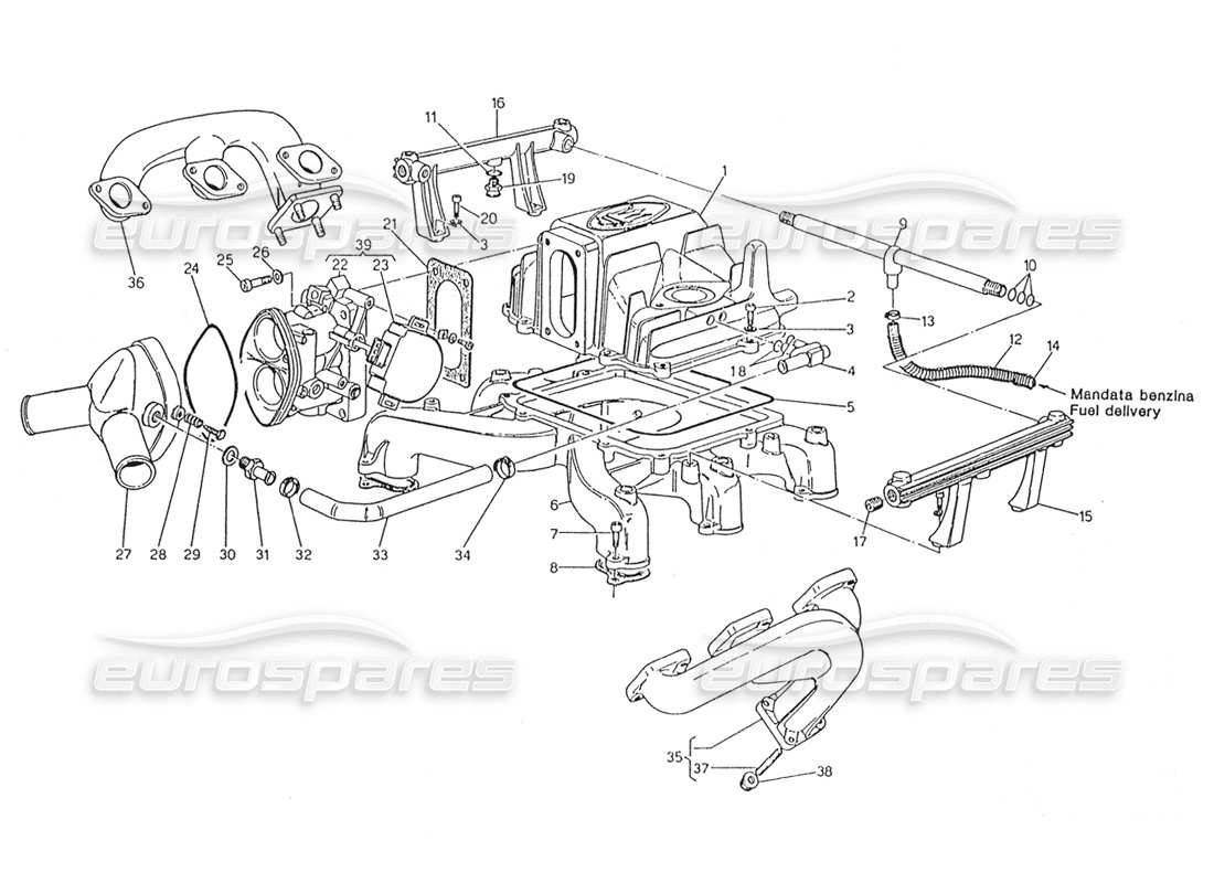 Maserati Karif 2.8 intake manifold throttle valve body Parts Diagram
