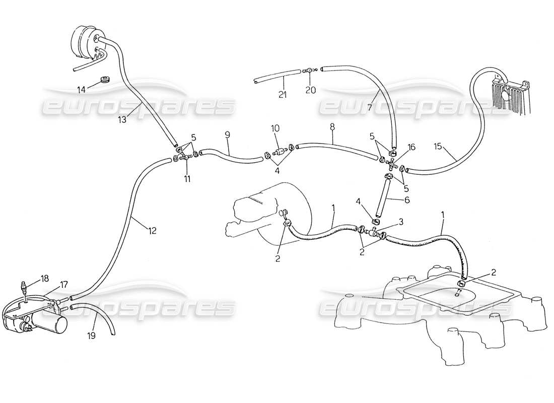 Maserati Karif 2.8 Evaporation System (RH Steering Without Lambda Feeler) Part Diagram