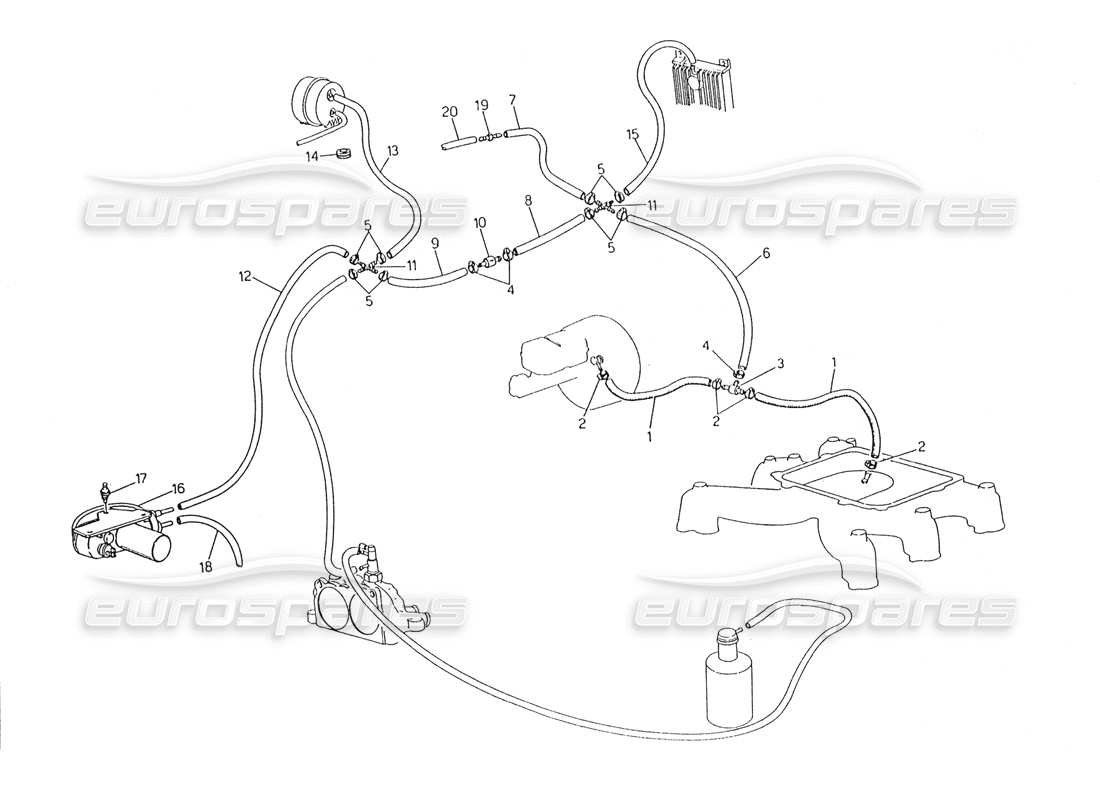 Maserati Karif 2.8 Evaporation System (RH Steering With Lambda Feeler) Parts Diagram
