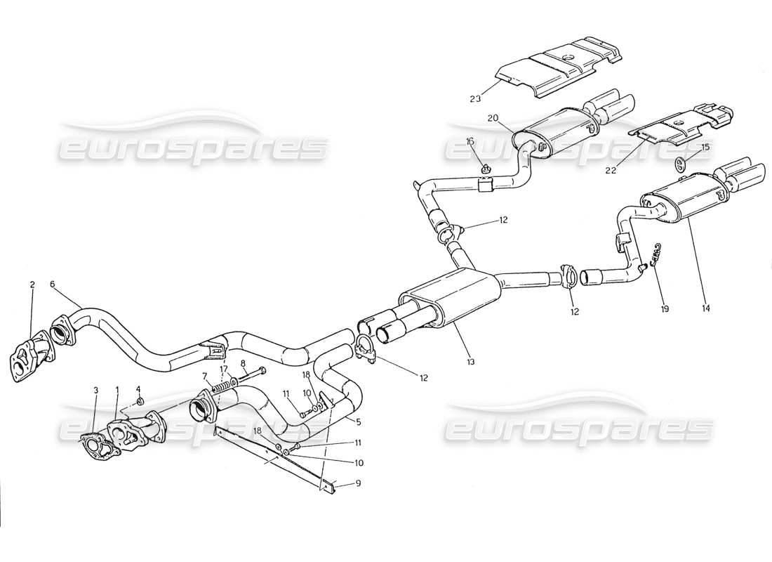 Maserati Karif 2.8 Split Exhaust System Without Catalys Paint (2800 C.C.) Parts Diagram