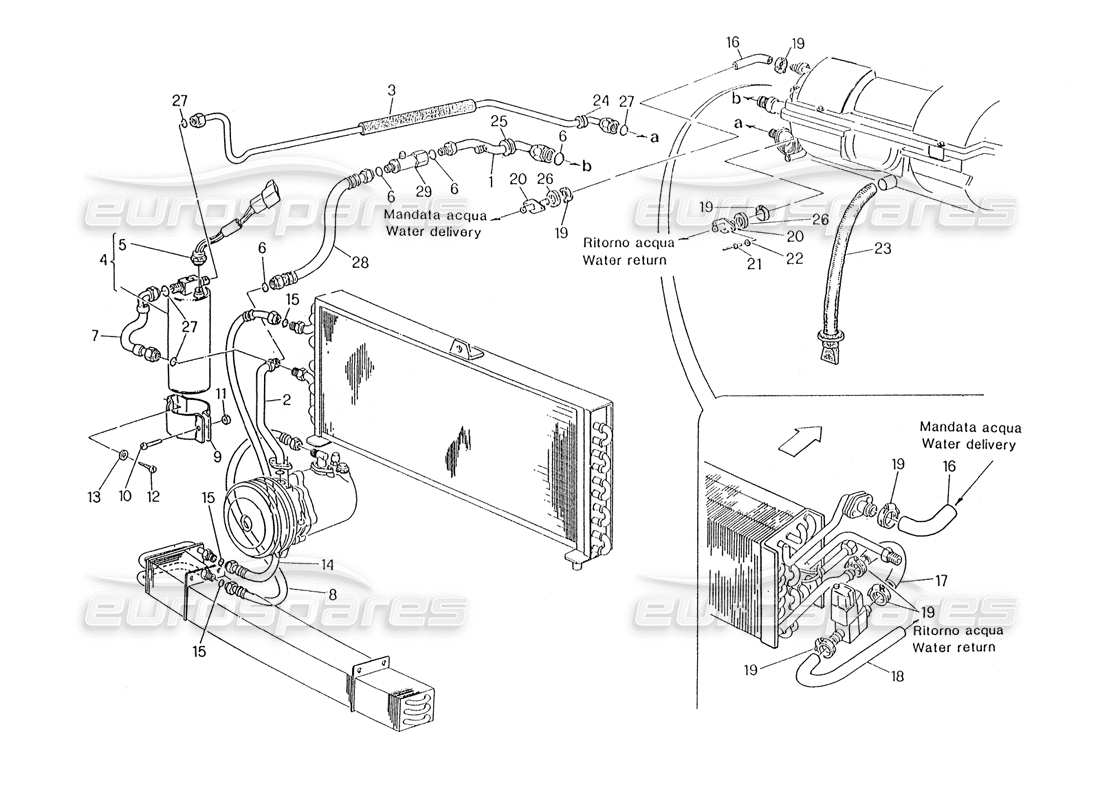 Maserati Karif 2.8 Air Conditioning System LH Steering (Pro Modif.) Part Diagram