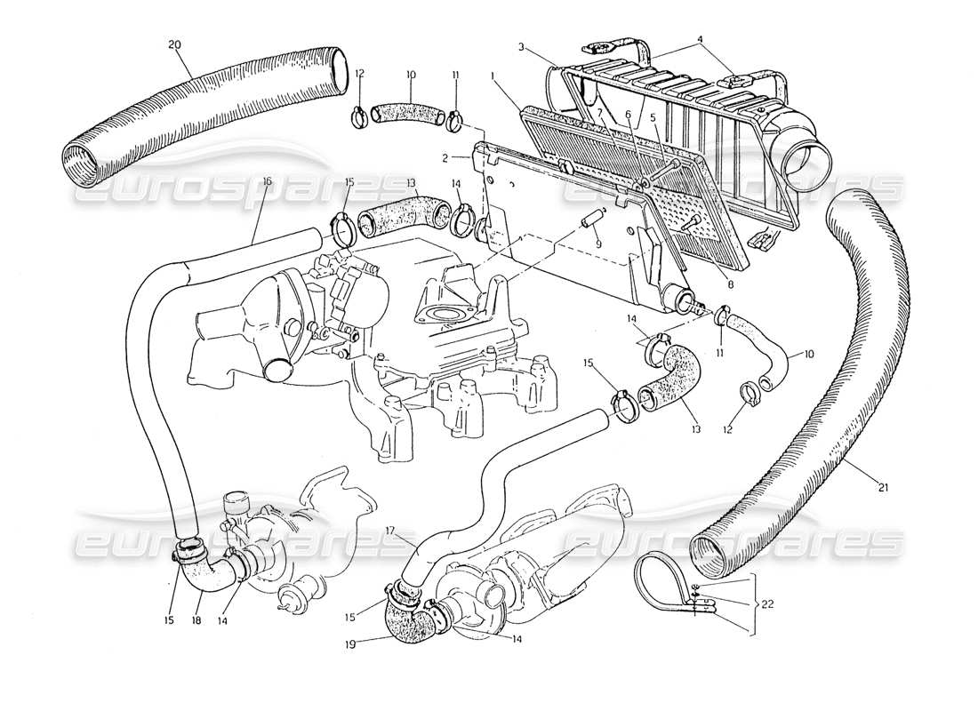 Maserati Karif 2.8 Air Filter and Pipes Parts Diagram